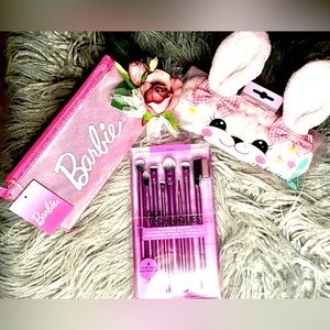 Makeup Brush Set: Real Techniques brushes-Barbie Bag-Bunny Ear Headband
